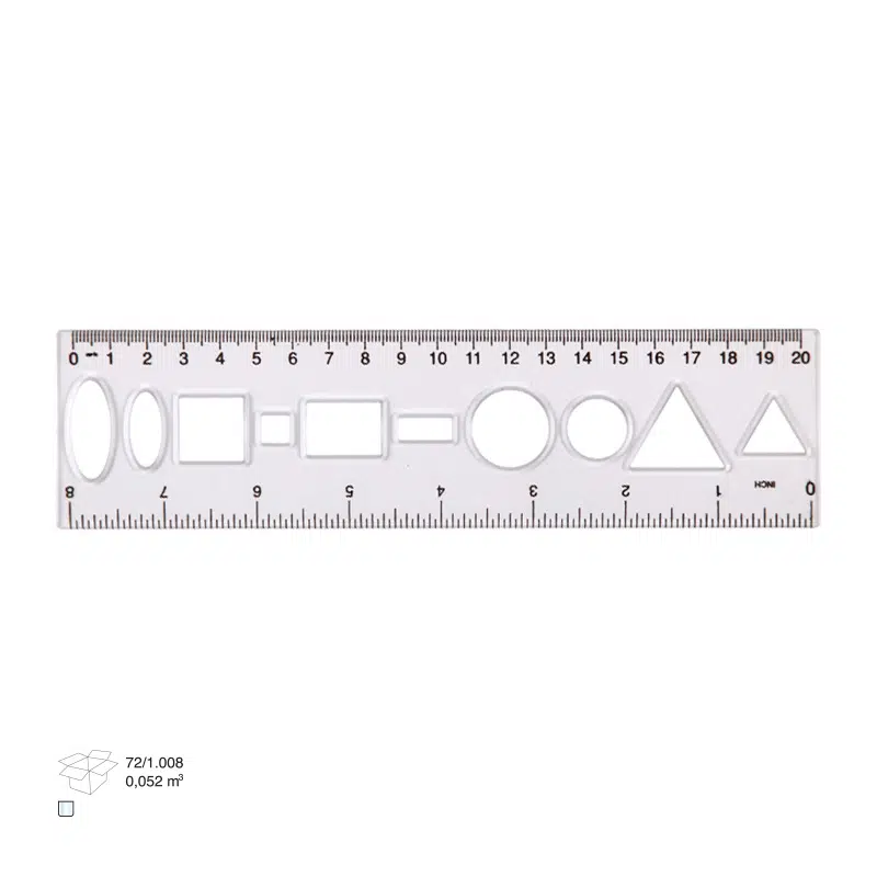 Şeffaf Geometrik Çizim Cetveli 20 cm 2 Adet 