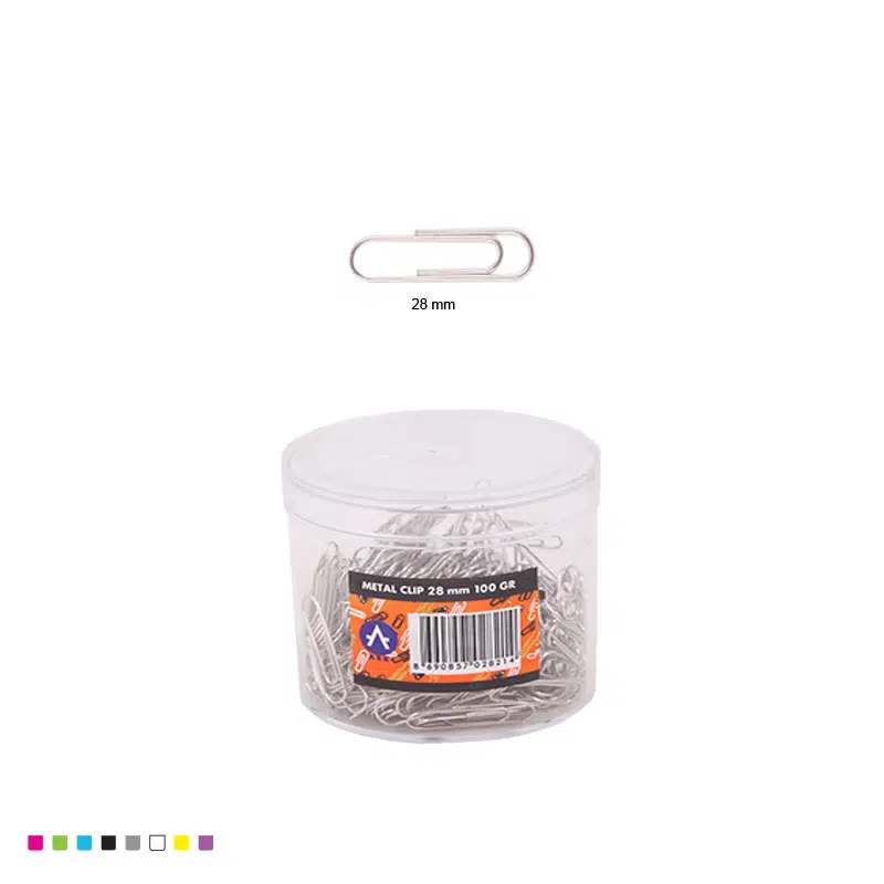 28 mm Metal Ataş 100 gr Şeffaf Kutulu 1 Adet