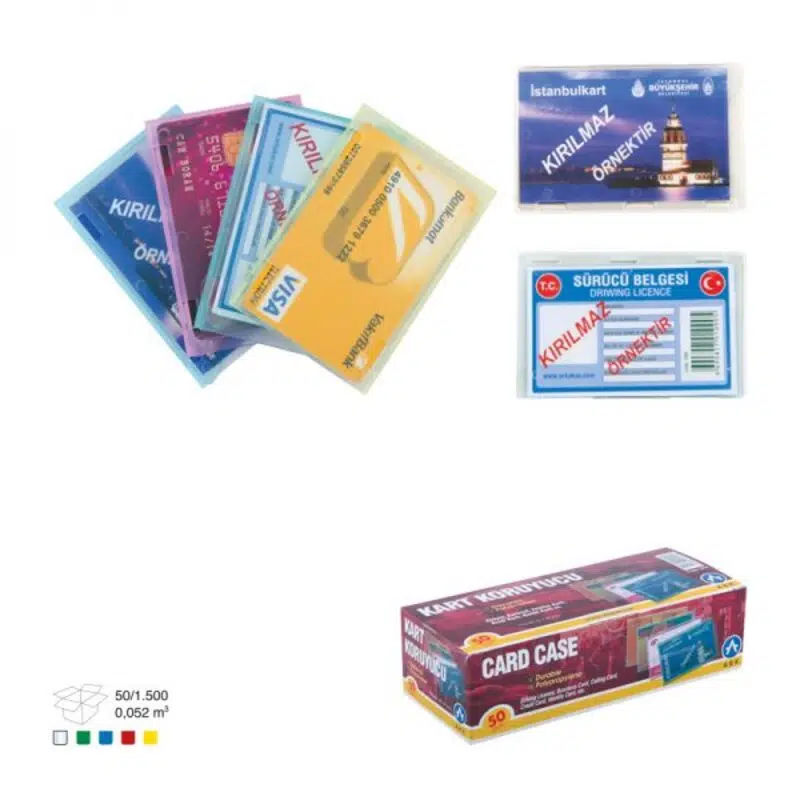 Ark Şeffaf Kart Koruyucu Kılıf Karışık Renk 10 Adet