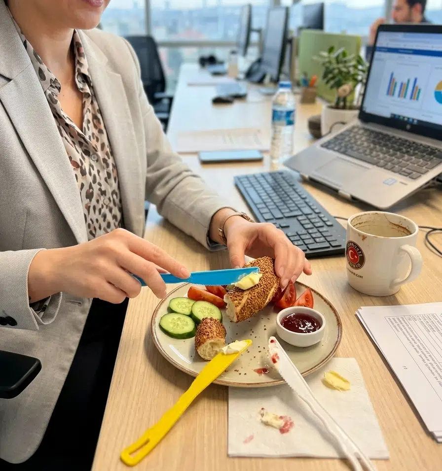 Ofis, Okul ve Piknik İçin Ergonomik Plastik Bıçak Seti Karışık Renk 20 Adet