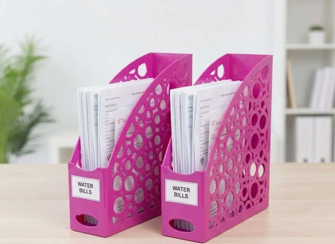 Halka Detaylı Pembe Evrak Rafı 2 Adet 