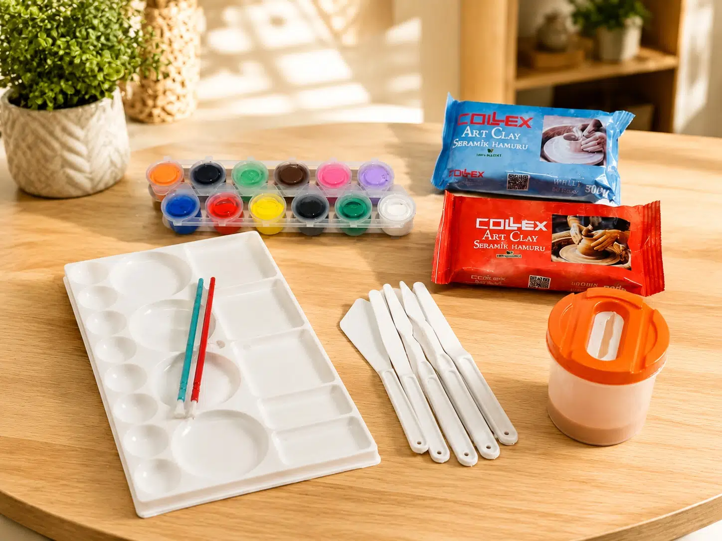 Coilex Kendin Yap (DIY) Seramik Kil Seti - Akrilik Boya, Palet ve Şekillendirme Araçlı Komple Hobi Seti